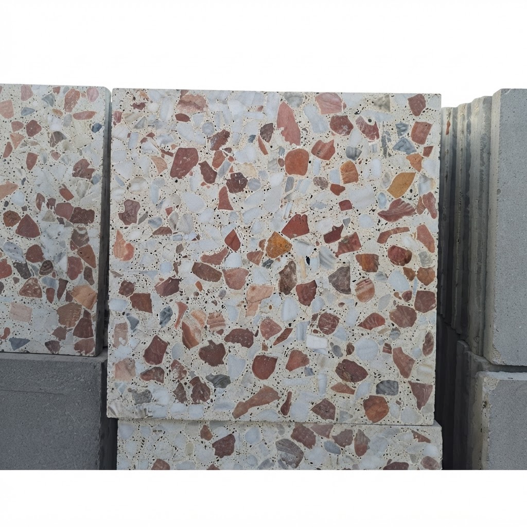 موزائیک 40*40 سنگ درشت سفید قرمز اصفهان