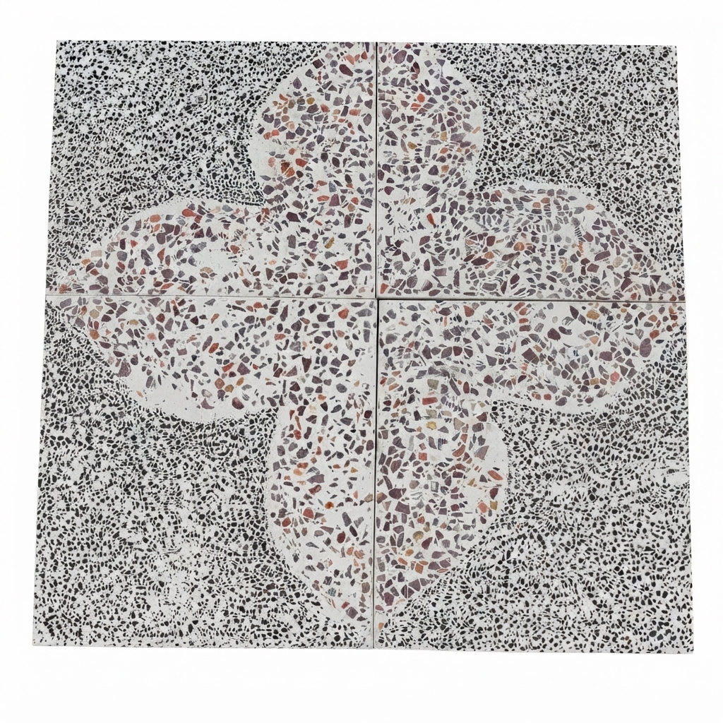 موزائیک دورنگ ساده صاف 40*40 سیمان سفید